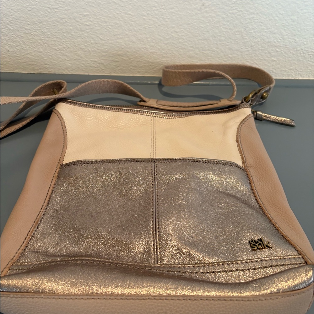 The Sak Cream and Silver Crossbody Bag